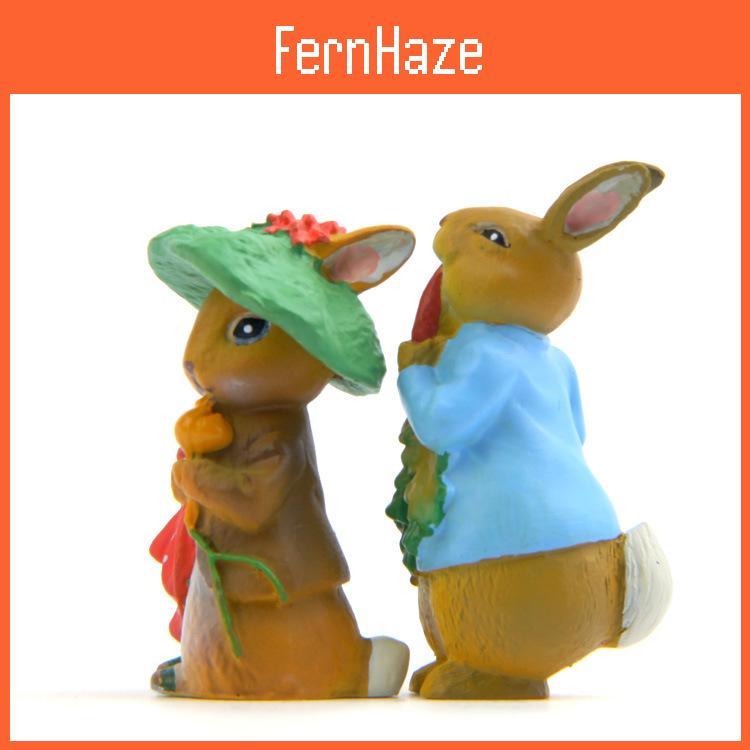 Peter Rabbit Resin Art Toy With Carrot And Hat For Diy Terrarium Decoration