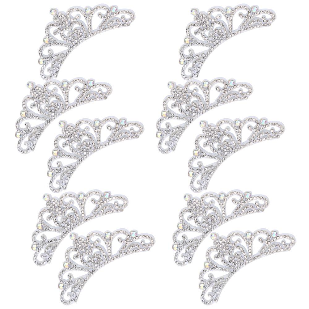 10pcs Rhinestone Studded Crown Shaped Patches White Clothes Accessories Clothing Decoration