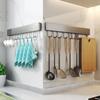 No Punching Required Kitchen Hooks Slide Move Aviation Aluminum Removable Wiping Cloth Pot Shovel Carrier Kitchenware Storag