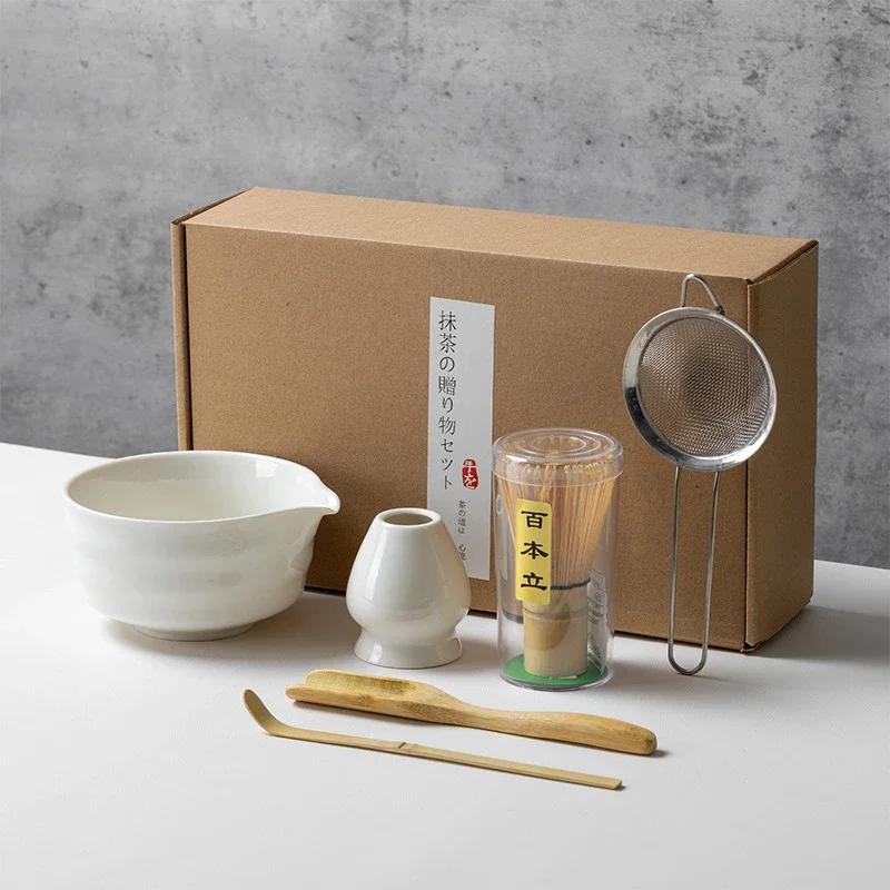 Japanese Matcha Blender Ceremony 4/5/6/7pcs Set Ceramic Chawan Bowl Bamboo Whisk And Tea Scoop Matcha Tools Kit For Tea Lovers