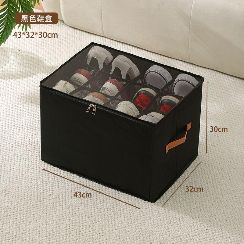 Foldable Closet Shoe Storage Box Home Clothes Towels Space-Saving Bin Clear Cover Containers