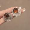 Elegant Maillard Coffee Color Geometric Earrings for Women - Autumn/Winter Collection