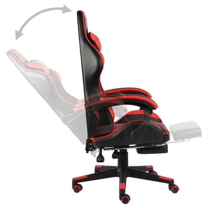Fauteuil de jeux vidéo - VIDAXL - Noir et rouge - Similicuir - Réglable en hauteur - Repose-pied