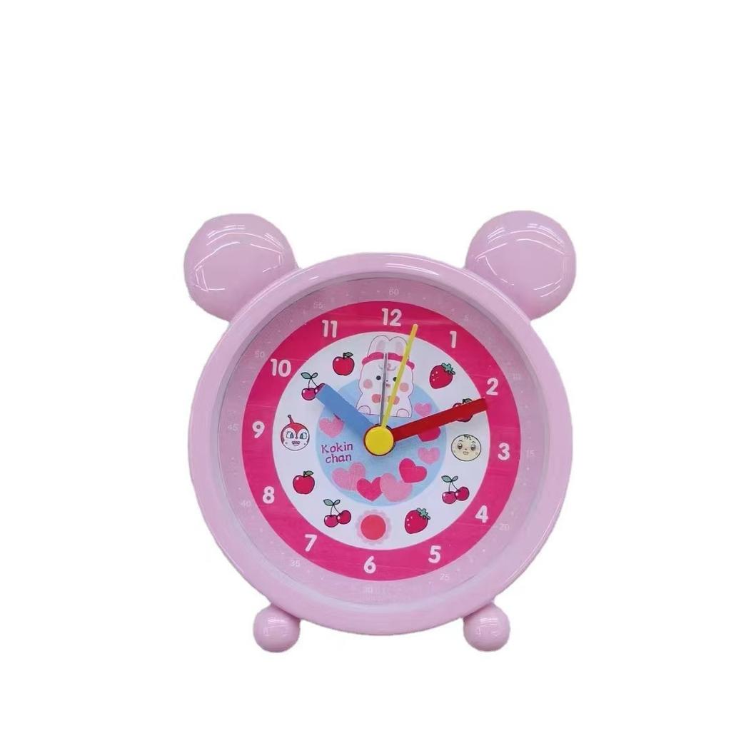 Early Education Silent Alarm Clock Student with Bedside Mini Round Table Children's Room Desk Cute Cartoon Desktop Clock