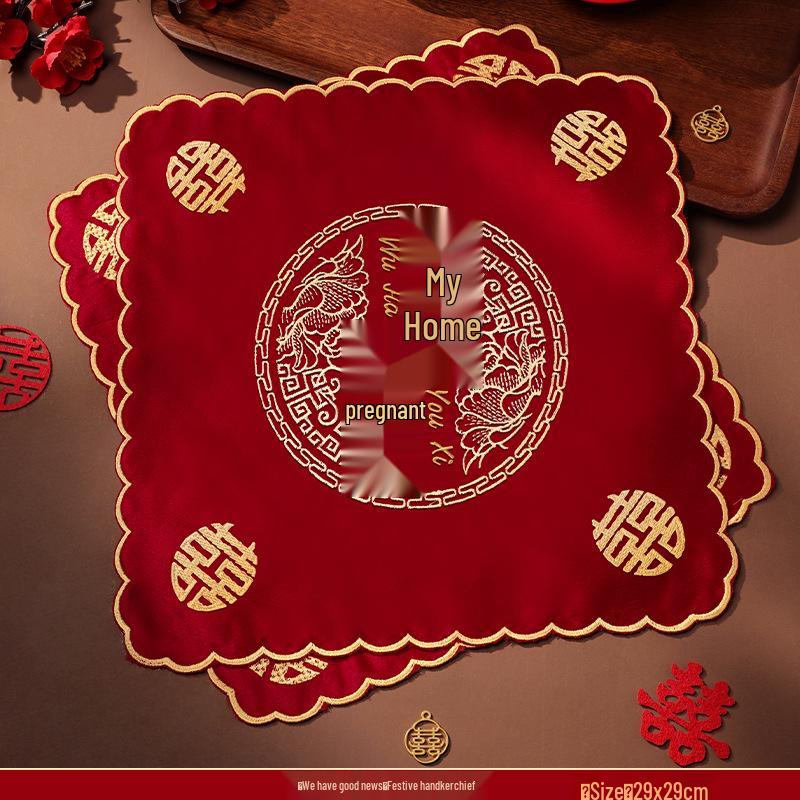 Rotes Xi Hochzeits-Taschentuch - Braut Aussteuer Set