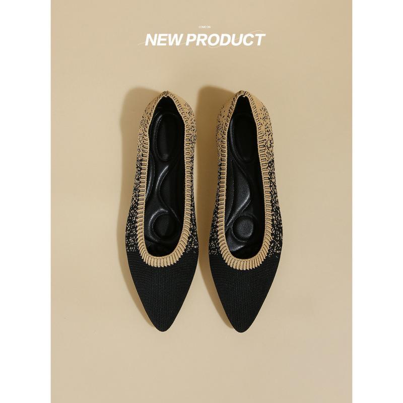 Fliegendes Stricken spitze große Größe einzelne Schuhe Damenschuhe Eierrollenstrickerei flacher Boden weicher Boden atmungsaktiv gewebte Bohnenschuhe Frühling und Herbst