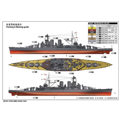 iLoveKit 1/700 Royal Navy HMS Hood Battleship 1941 Top Grade Plastic Model Kit ILK65703