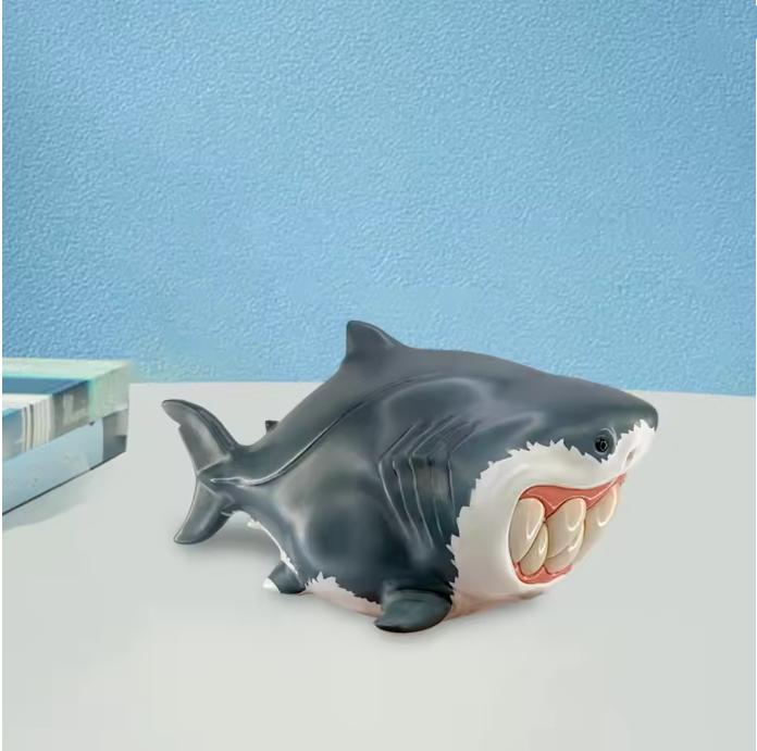 Ozdoba z żywicy w kształcie rekina, figurka pszczoły z kreskówki, dekoracja stołu, kolekcjonerska statua rekina na kominek, regał, biurko