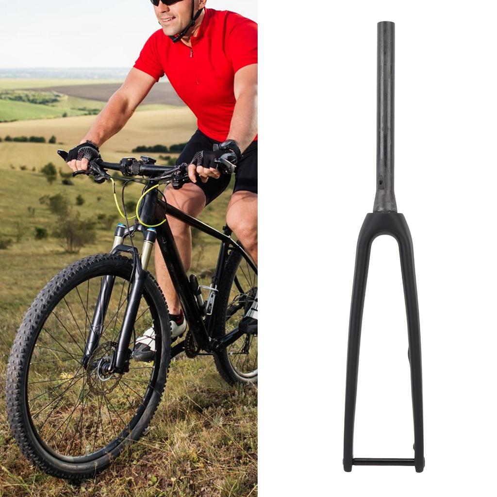 Cycling Front Fork 3K T800 Carbon 100x12mm Thru Axle 1-1/8 Inch Diameter 45mm Offset Flat Disc Brake Front Fork