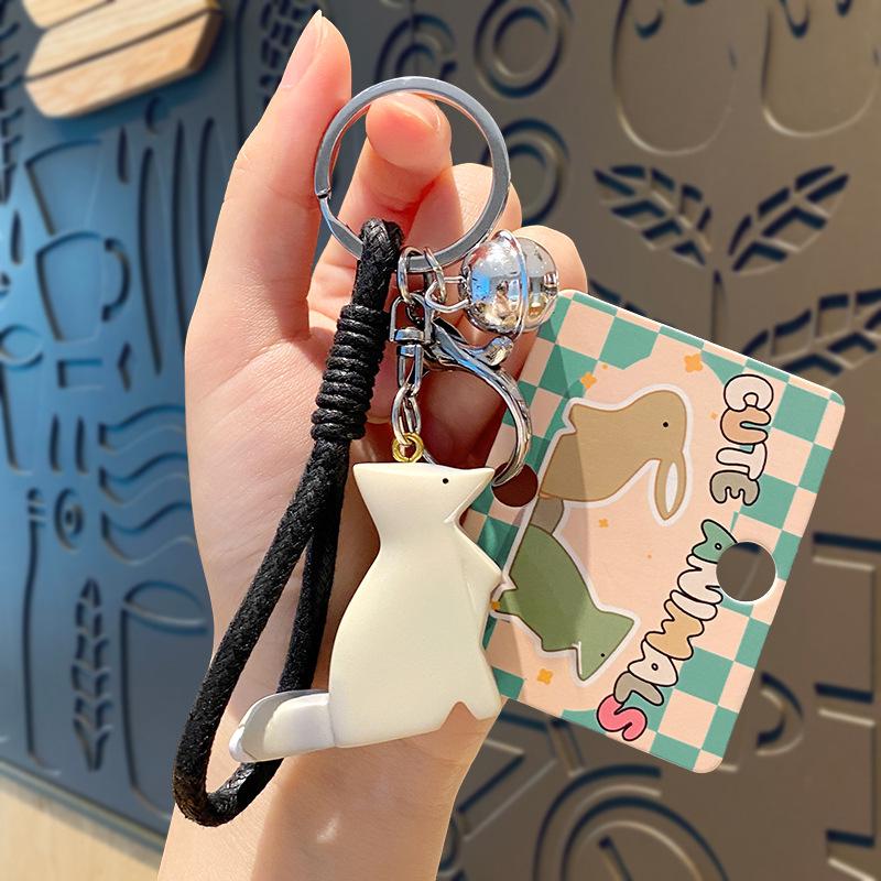 Graceful Minimalist Resin Animal Keychain Doll - Cute Bag Charm for Couples