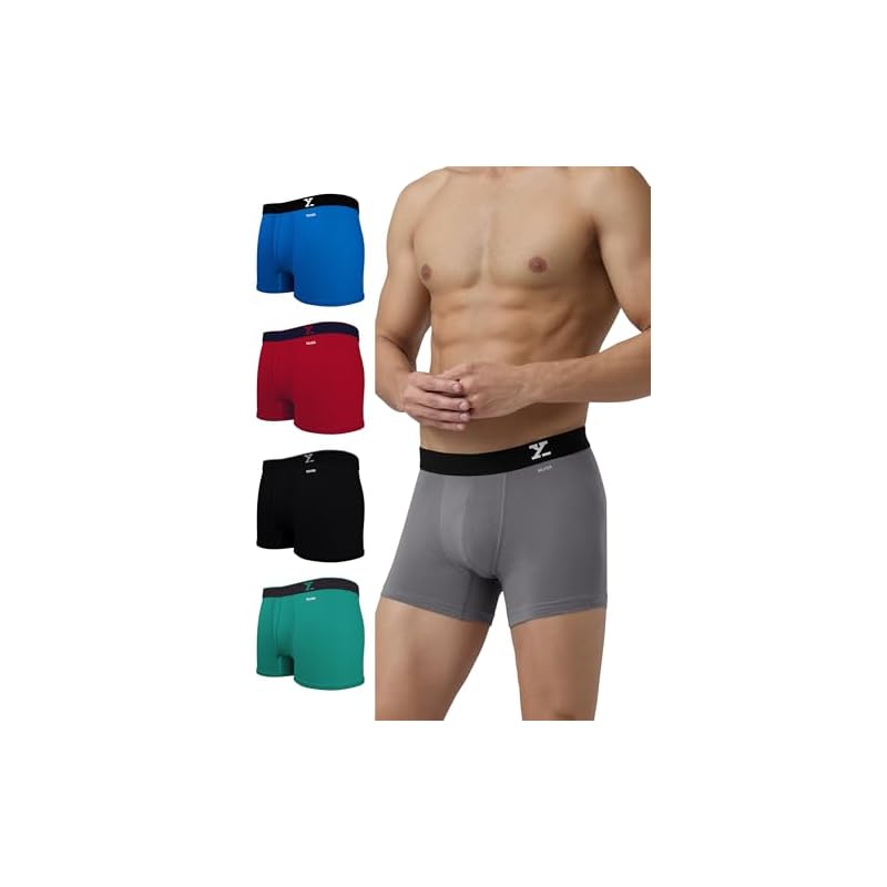 Xyxx Men' Pure Cotton Solid Trunks (Pack Of ) (Xy_R36_R37_Trnk_5_Ash +Pacific +Rio + Knight+Aqua