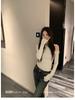 Women's Korean Style Twisted One-Shoulder Slim Fit Long Sleeve Knit Top