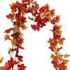 Artificial Red Maple Leaves Pothos Vine: Wall or Ceiling Hanging, Climbing Decorative Greenery