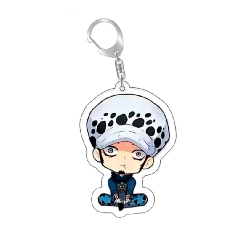 Anime Acrylic Keychains for One Piece Sanji Portgas D. Ace Straw Hat Crew Trafalgar Law Q Version Bag Pendant Acrylic Key Ring