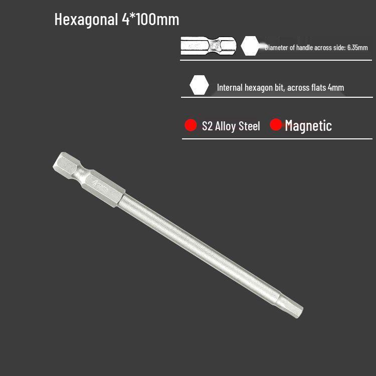 S2 Strong Magnetic Hex Socket Bit - High Strength, Shock Resistant for Hand Drills and Electric Screwdrivers