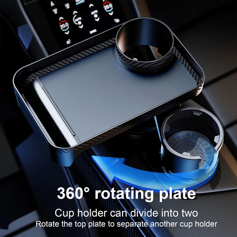 Car Cup Holder With Attachable Tray 360 Degree Swivel Adjustable Car Food Eating Tray Table For Cup Holders Expander