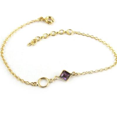[K9594] - Purple 'Unique' Gold Plated Bracelet