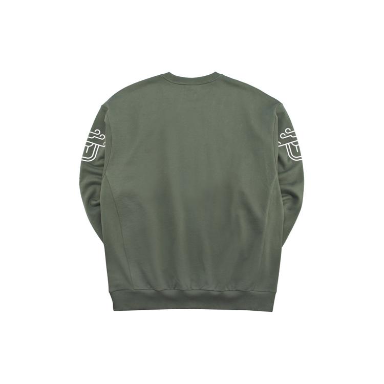 Li Ning Sweatshirts Men's Green Crew Neck Moderate Regular AWDP305-3