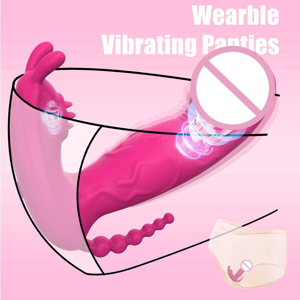 App Bluetooth Control Wearable Dildo Vibrators 9 Vibration Modes G Spot Clitoral Stimulation Rabbit Massager Sex Toys for Women