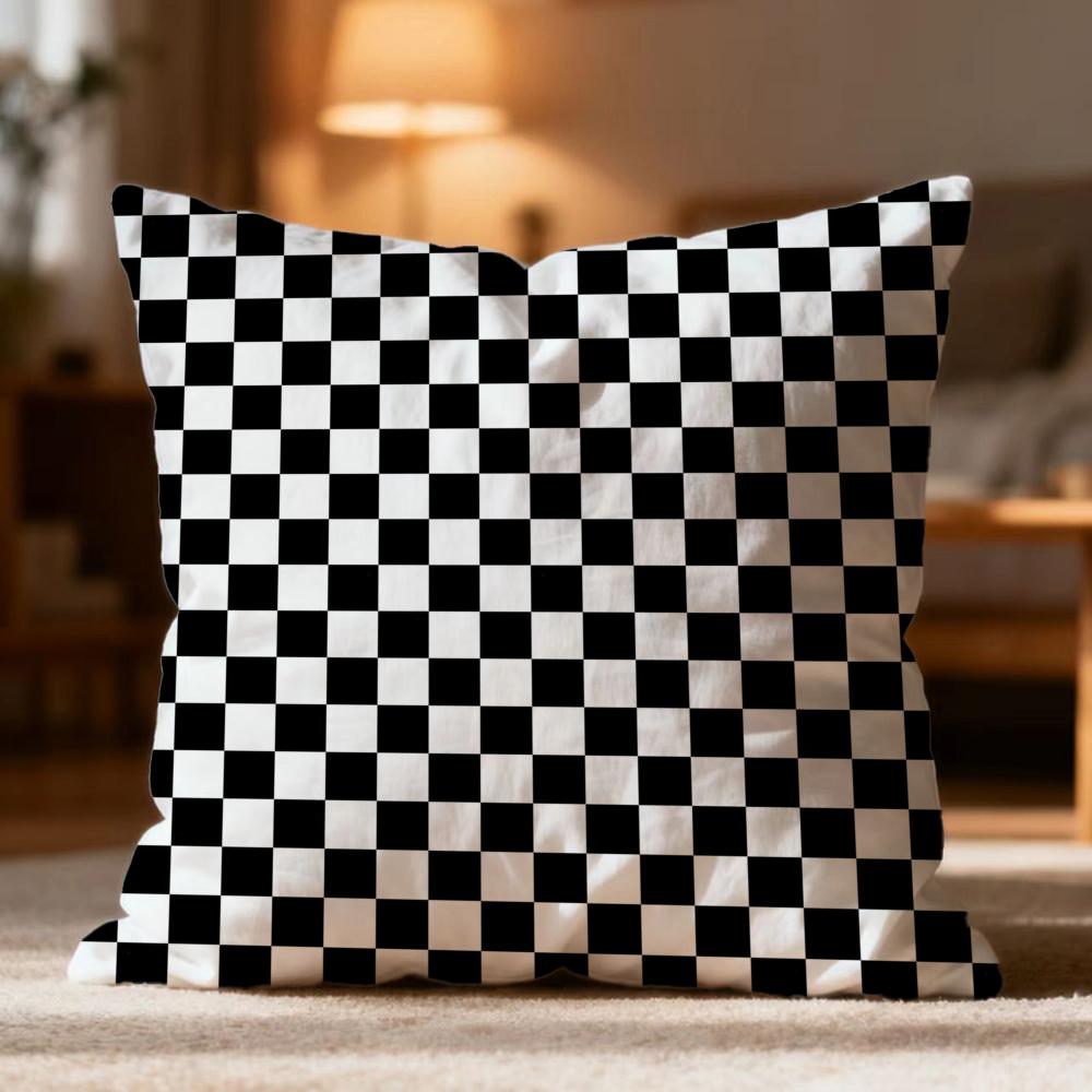 Hot Checkerboard Cushion Cover Soft Washable Pillow Case Multi-Scene For Couch Bed Travel Office Use