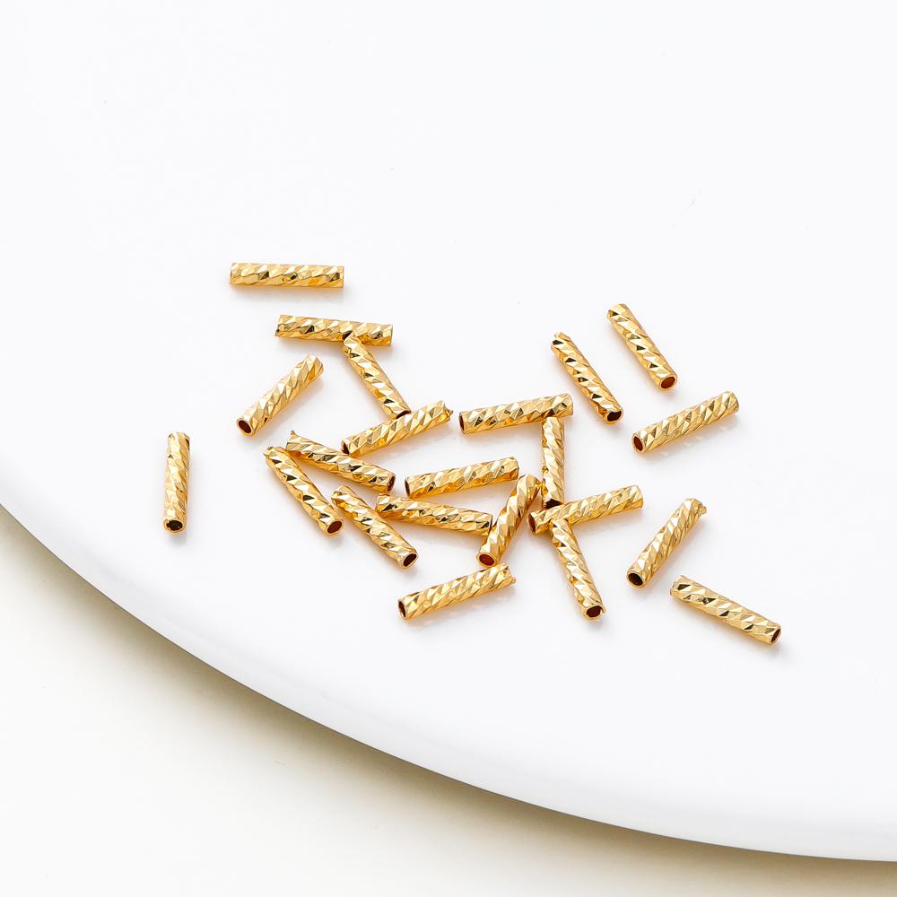100 pezzi 7MM 10MM Ottone Placcato Oro 14K 18K Tubo Dritto per Creazione Braccialetti Tubi a Strisce Forniture per Gioielli Accessori Fai da Te