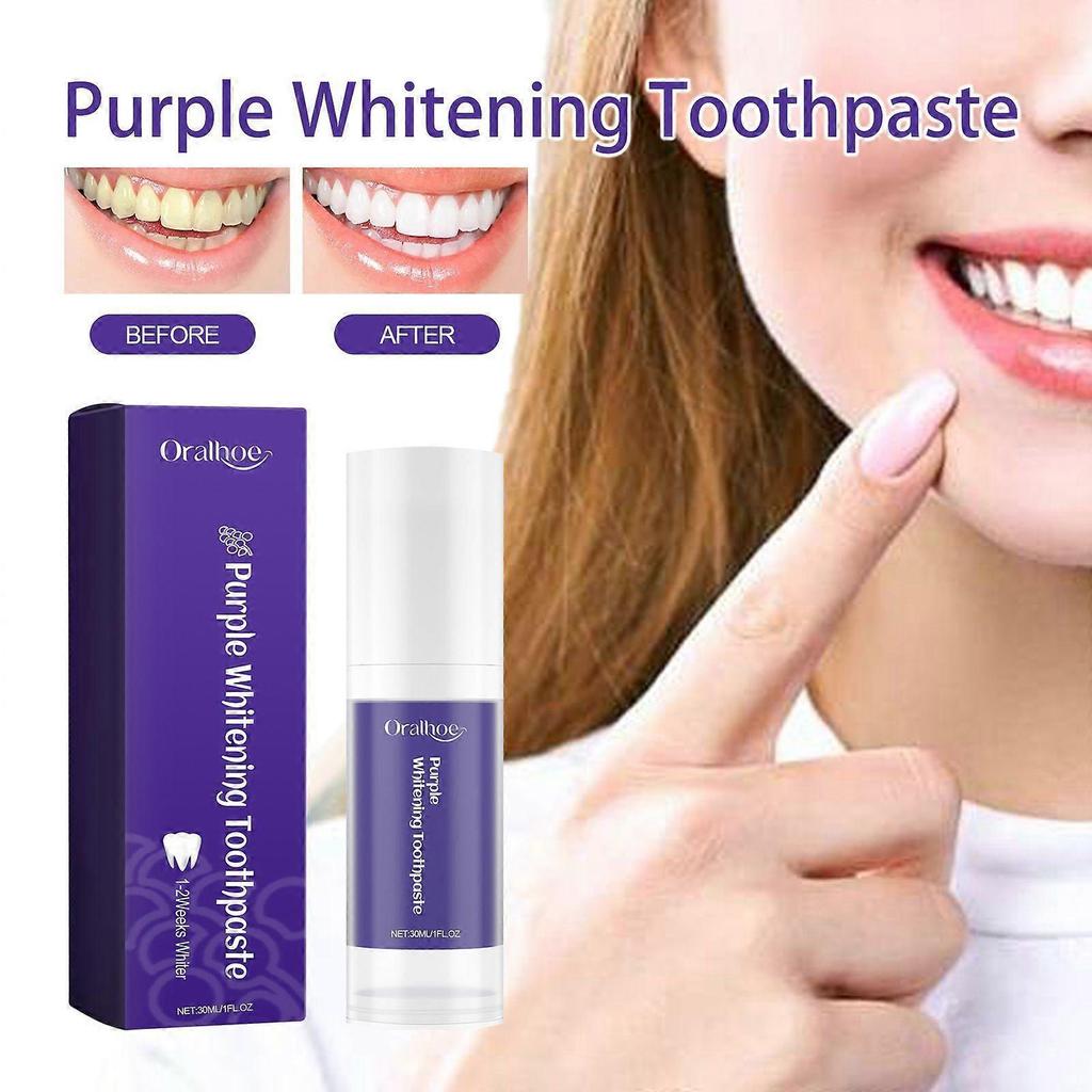 Purple whitening toothpaste fresh oral whitening teeth yellowing tartar cleaning
