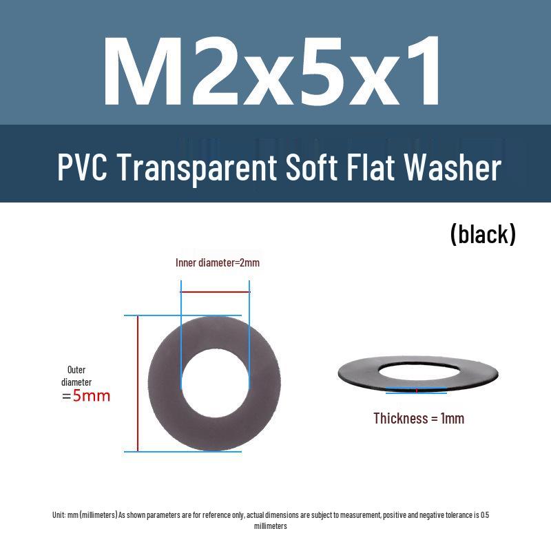 Yigu Black PVC Insulating Waterproof Flat Washer (M2-M10, M4-M5)