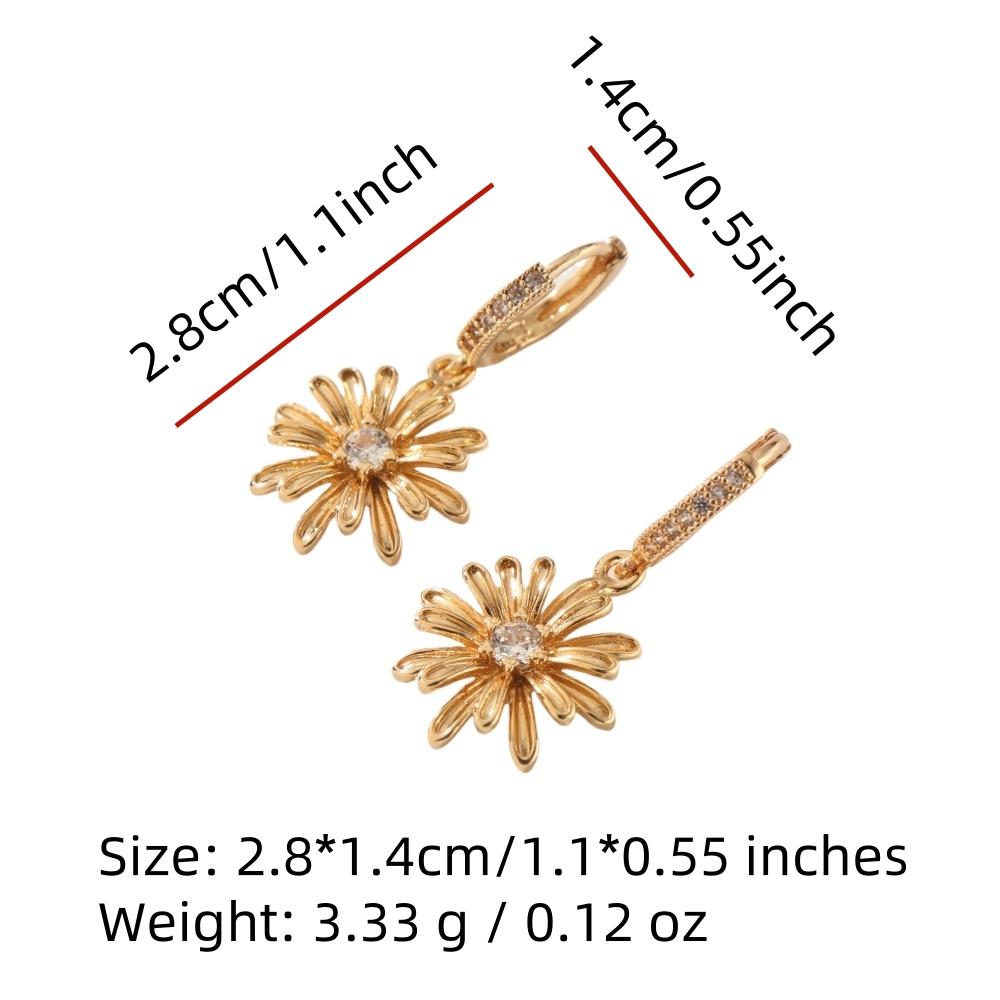 Flower Shape Dangle Earrings for Women 2025 New Golden Zirconia Drop Earring Ladys Wedding Party Jewelry Accessories