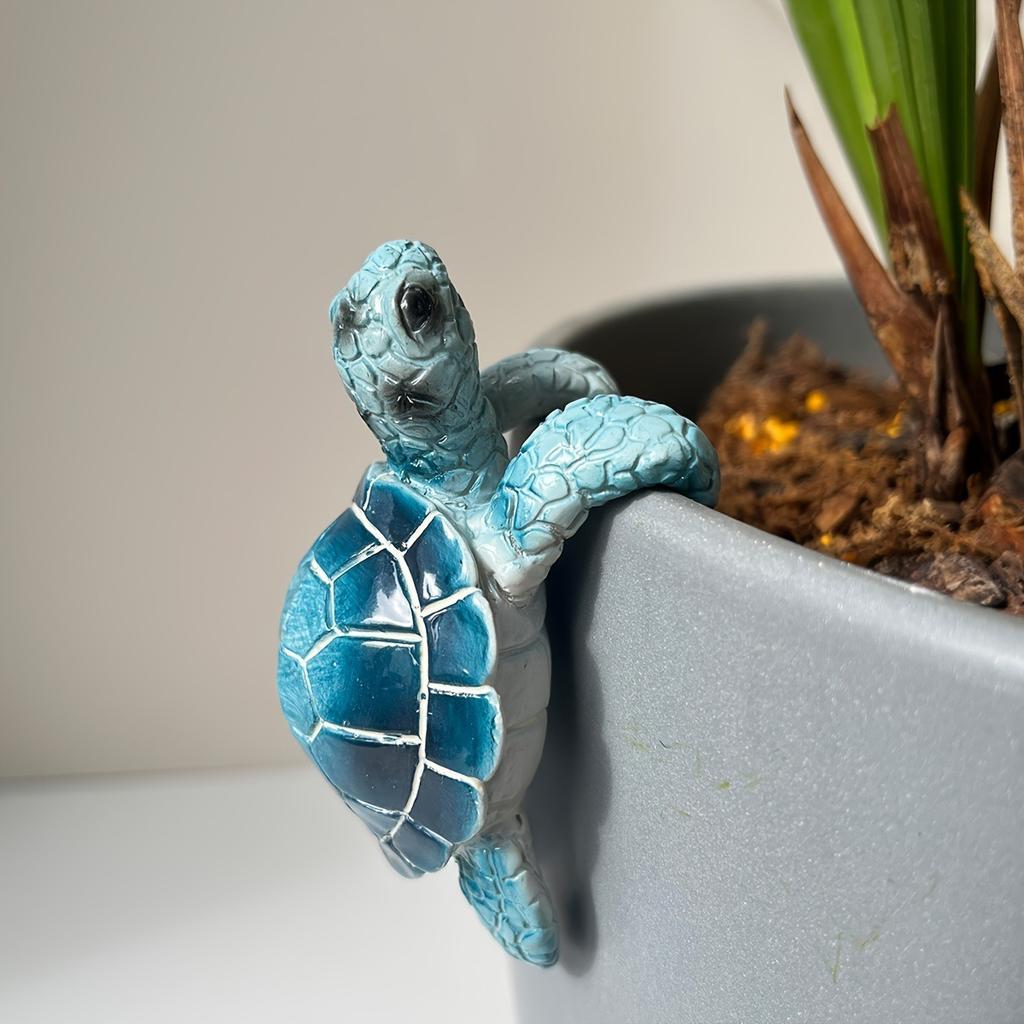 Resin Turtle Planter Decorations - Hanging Sea Turtle for Pot Tortoise Figure Plant Pot Hanger Small Statue for Turtle Cute Plants Turtle Sculptures