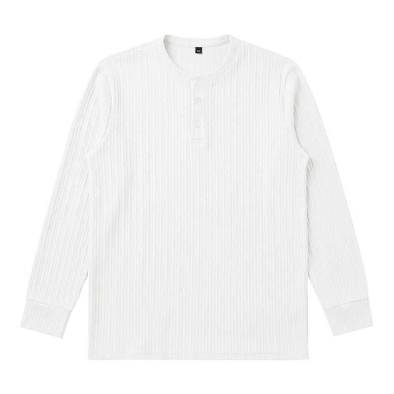 Herren Langarm Henley Shirt, Zopfmuster Gerippt Gestrickt Knopfleiste Lässig Rundhals Tägliches Herbst Winter Oberteil