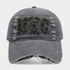 American personality trend leopard print English letters NYC ripped baseball cap men's and women's street fashion retro cap