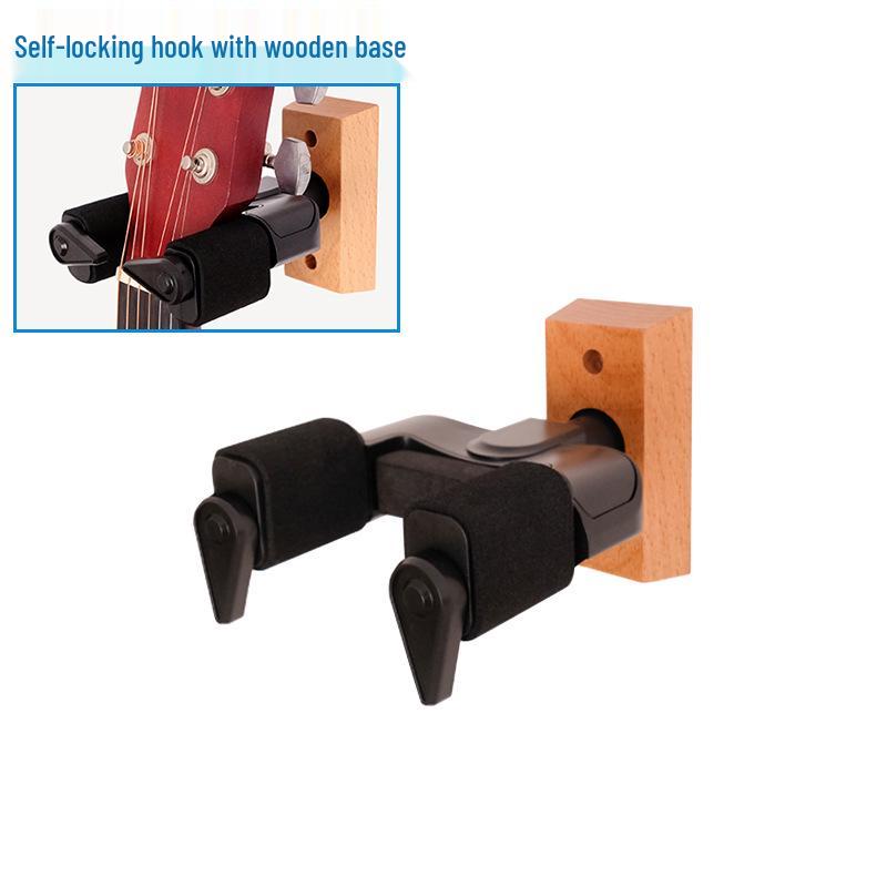 

Самозащелкивающийся гравитационный крючок и автоматическая пряжка - настенный держатель для акустической гитары, бас-гитары и электрогитары Wooden Base Self-Locking Hook