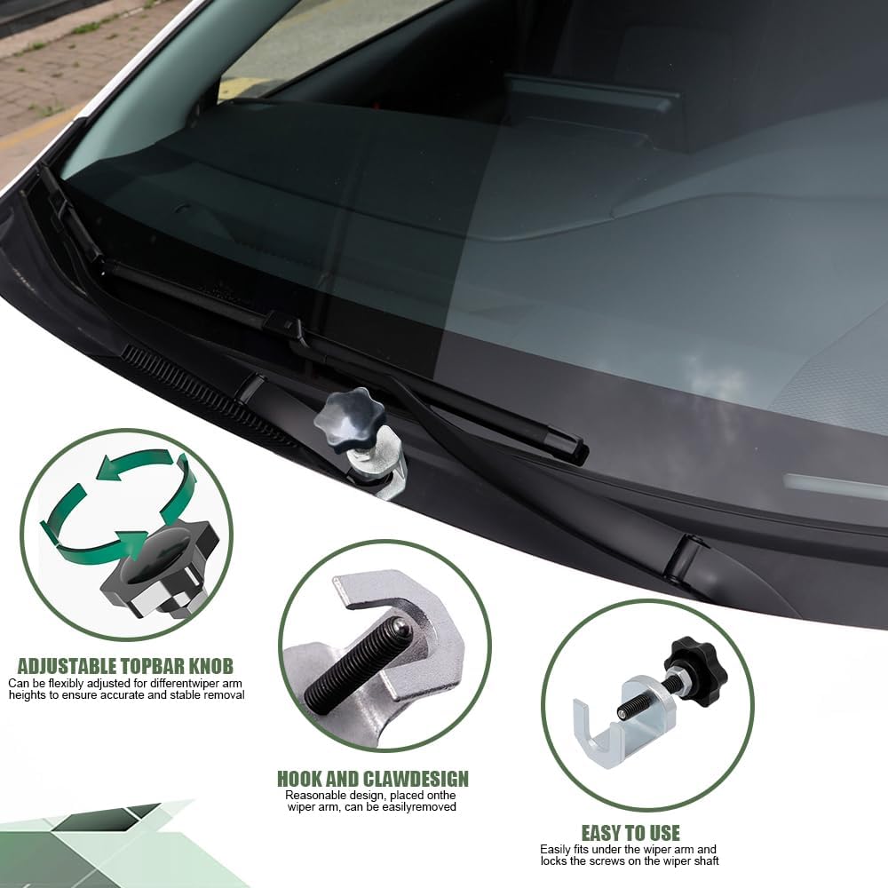 Car Windshield Wiper Arm Puller, Automotive Wiper Arm Removal Tool with Adjustable Knob, Carbon Steel Windscreen Wiper Arm Remover for Quick