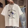 Hand Draw Beach Surf Character Print T Shirt Positive Text Aesthetic Casual Short Sleeve Top