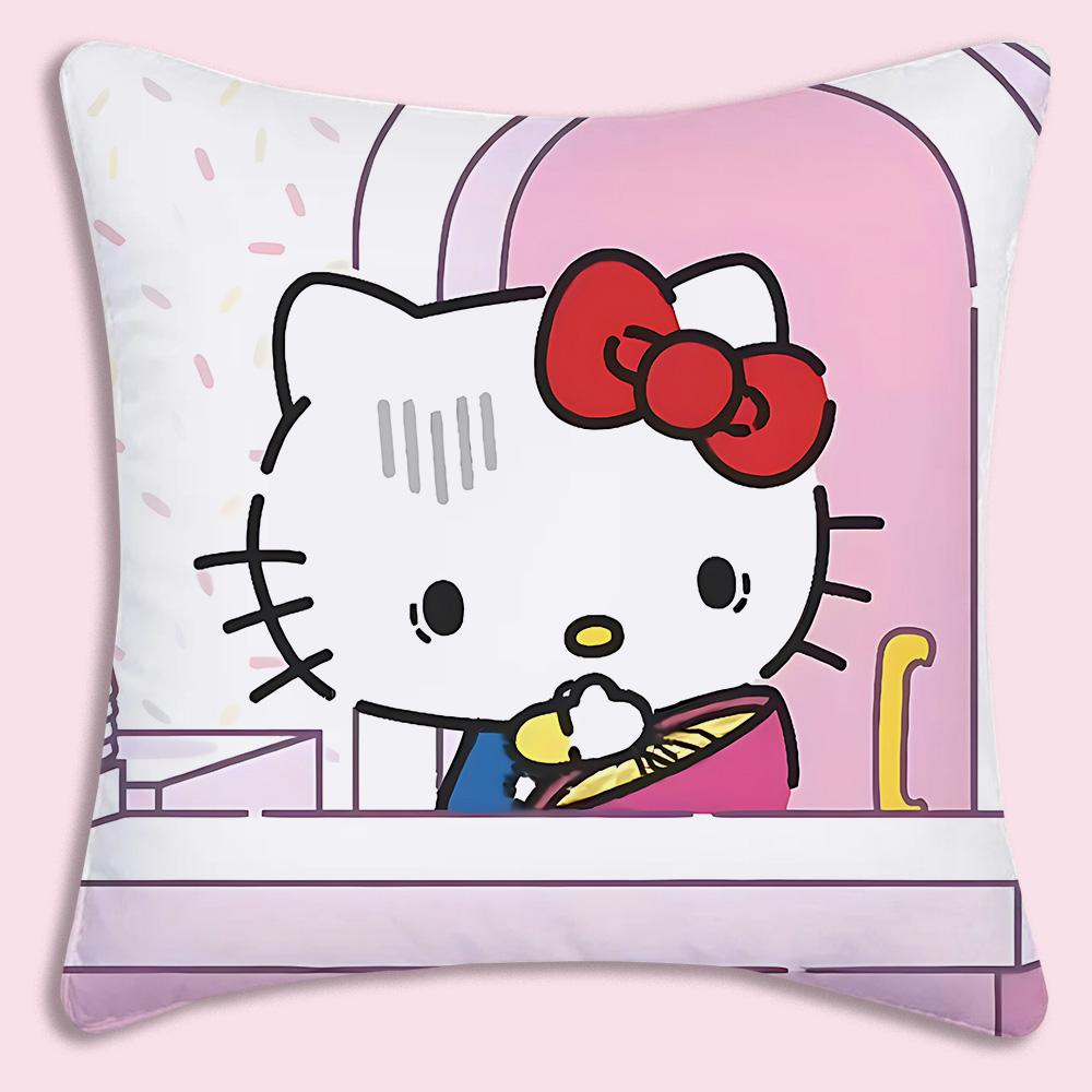 Cartoon Sanrios Hellokitty Hot Pillow Covers Cartoon Sofa Decorative Home Doublesided Printing Short Plush Cute Cushion Cover
