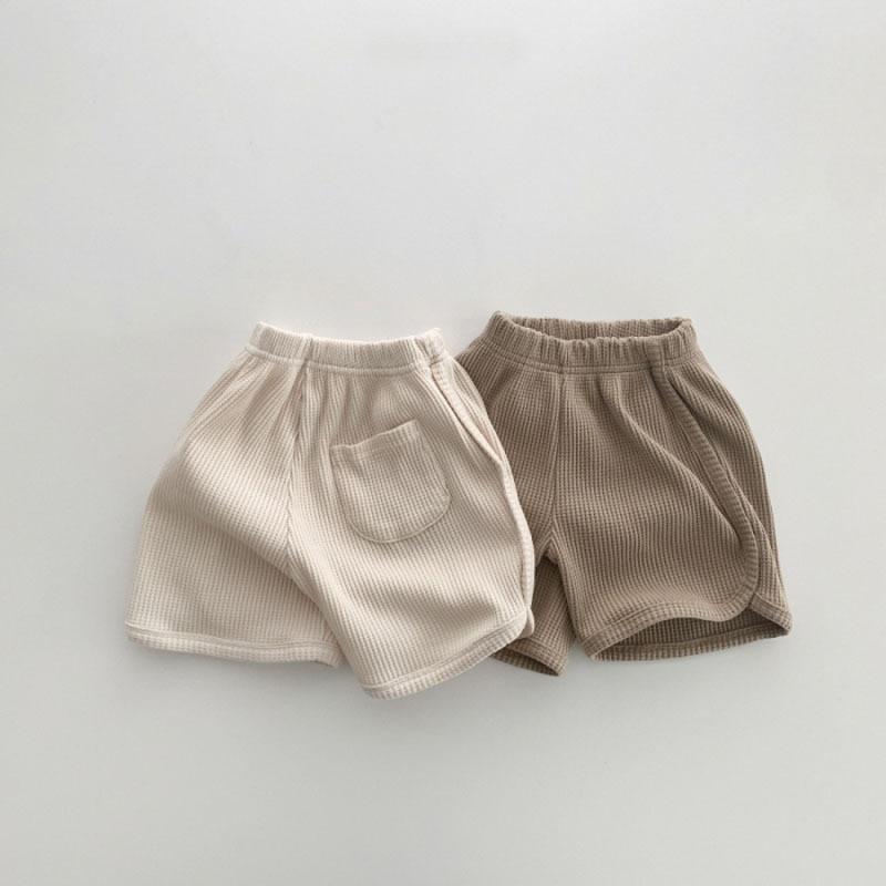 Letni zestaw ubranek dla niemowląt dla chłopców i dziewcząt z długim rękawem, waflowa koszulka + spodenki, 2 sztuki, swobodny strój, bawełniany garnitur dla dzieci