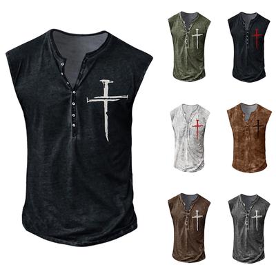 Herre Sommer Surf Strand Tanktop Afslappet Åndbar Ærmeløs Top Løs Print Tanktop Mand Skjorte
