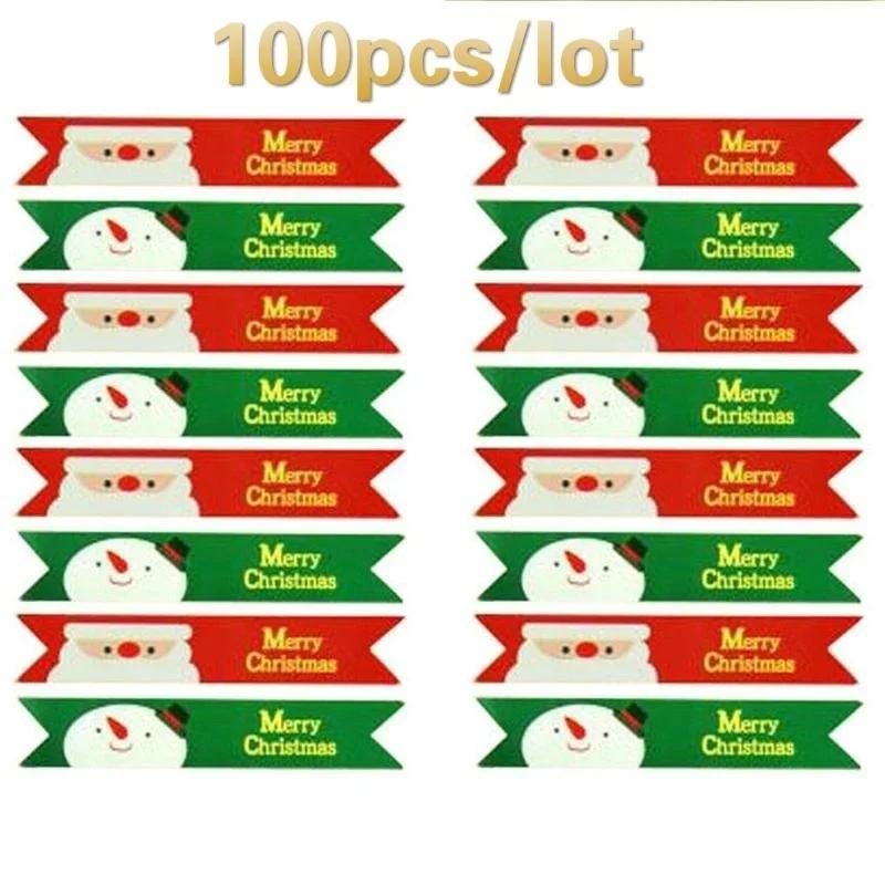 100 Stück / 10 Blatt Niedliche Frohe Weihnachten Weihnachtsmann Schneemann Siegelaufkleber Party Backen Verpackung Papieranhänger Etiketten Weihnachtsgeschenk