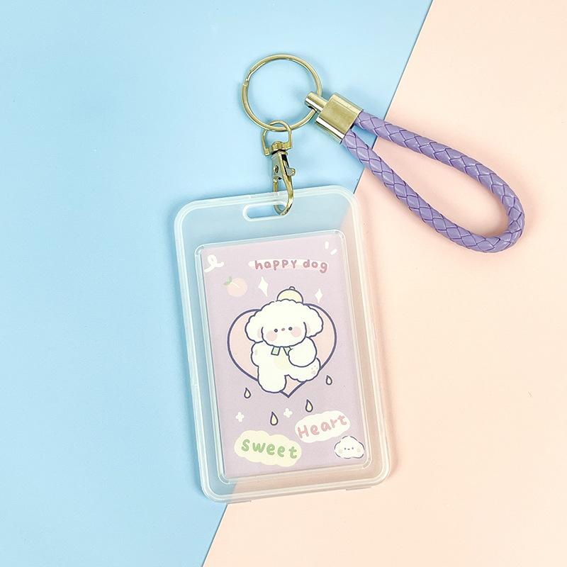 Ins Cute Transparent Lanyard Card Cover Student Bus Cards Case Cartoon Work Card Covers Credit Card Holder Id Holder with Rope
