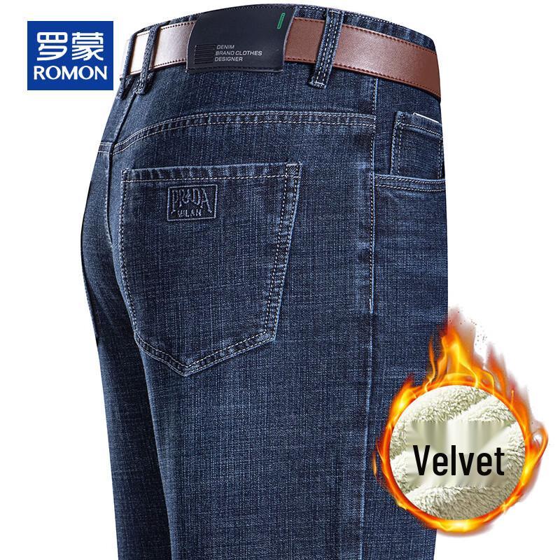 

ROMON Men s Fleece-Lined Loose Fit Straight Leg Jeans 35