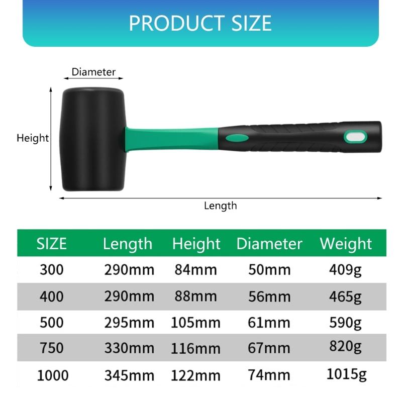 Heavy Duty AntiSlip Rubber Hammer Professional Tile Laying Tool With Ergonomic Grip And Double Head Design Mallets