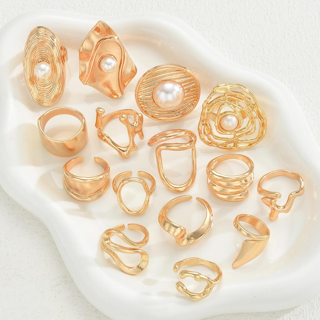 iF ME 15 Pcs Lava Line Flower Ring Set Fashion Women Dainty Jewelry For Daily Wear Party Wedding Birthday Christmas Gift.
