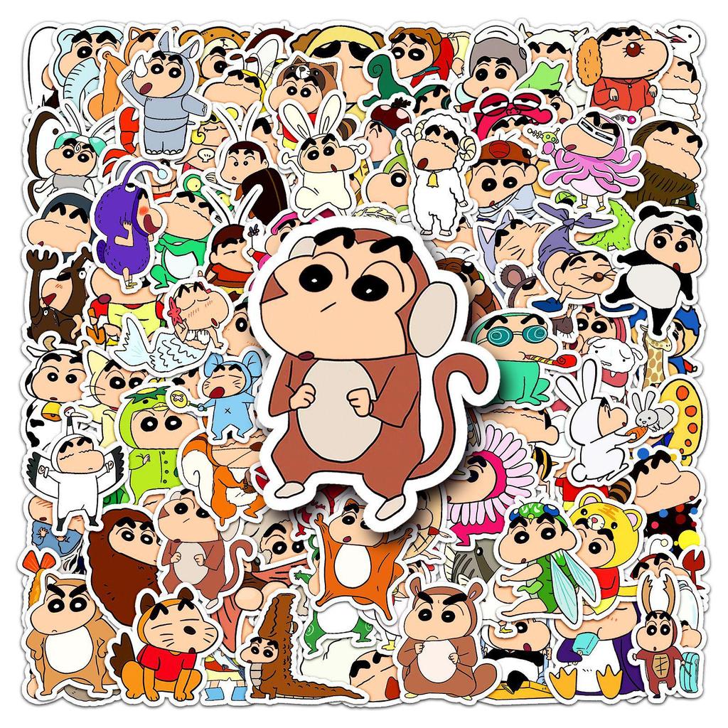 100 Crayon Shin-chan Dress-Up Graffiti Cartoon Stickers for Water Cups & Phone Cases
