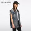MISS SIXTY Distressed Frayed Hem Denim Vest