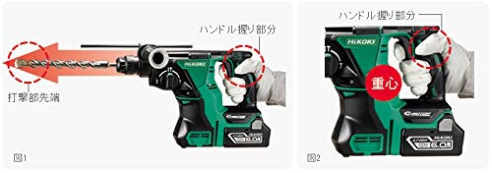 HiKOKI Cordless Rotary Hammer Storage Battery and Charger Sold DH14DBL Body Only 14.4V Drill, Rechargeable, Separately, (NN)