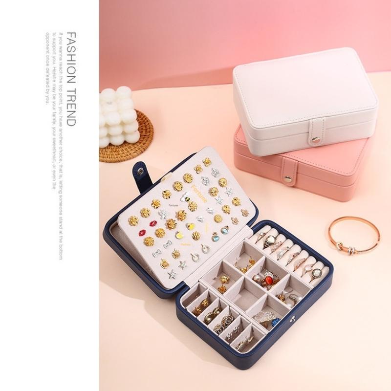 Jewelry Box Portable Storage Organizer Earring Rings Holder Pu Leather  Large Capacity Women Jewelry Display Travel Case