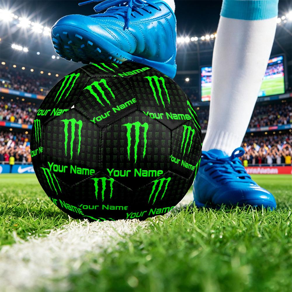 Monster Energy Size 5 Football, Custom Name Text Personalized Soccer Ball Sport Training Gift