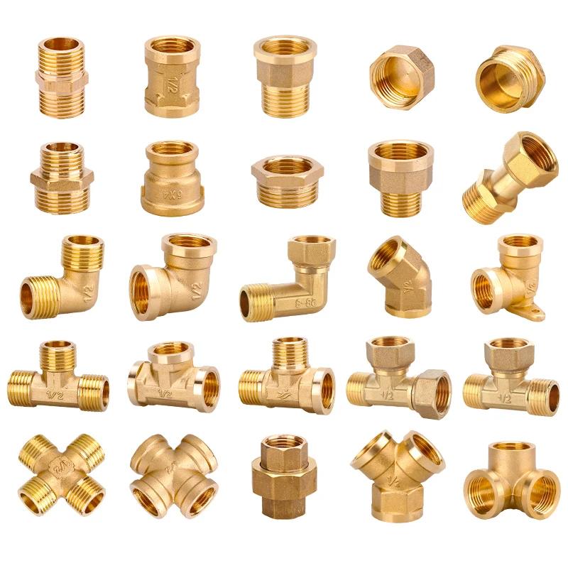 10pcs Brass Pipe Fitting Female Male Movable Joint/Plug/Cap Blocking/Reducing Bushing PipeJoint Adapter 1/2" Thread