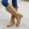 Módní vyšívané západní kovbojské boty pro ženy Podzimní špičatá špička Vysoký podpatek Vysoký podpatek Žena Volné PU Kůže Dlouhé Botas Mujer