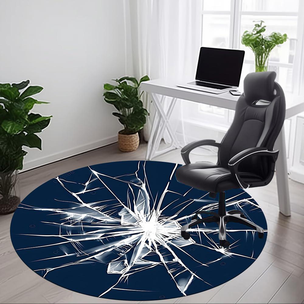 1pc Shattered Glass Office Round Rug, Carpet for Office, Gaming, Lightweight Round Floor Mat yy260205076